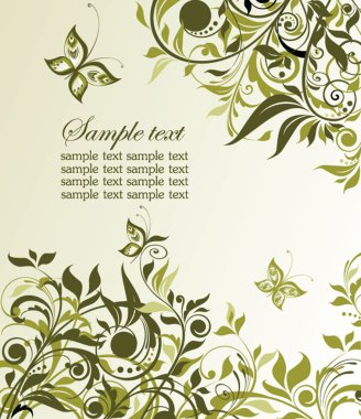Vintage olive floral background. Raster copy