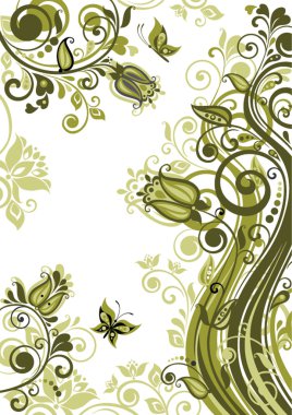 Vintage olive floral banner.