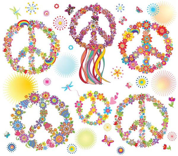 Collection of Peace flower symbol — Stock Photo, Image