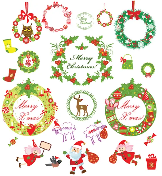 Set of christmas wreath — Stock Photo, Image