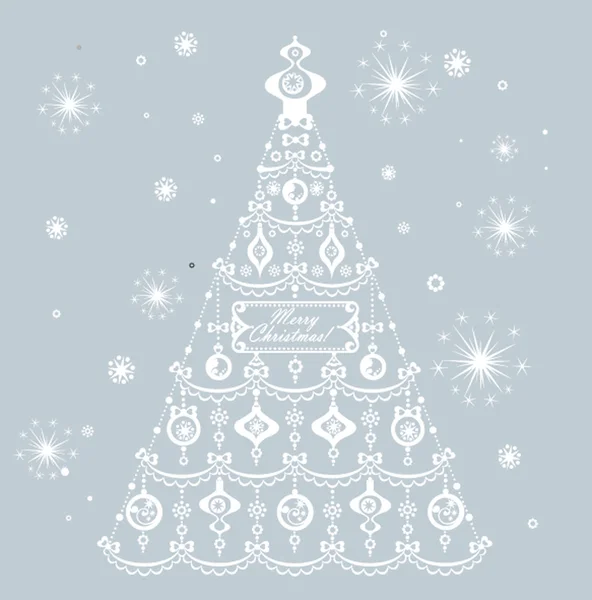 Xmas cartão azul com árvore de Natal vintage — Fotografia de Stock