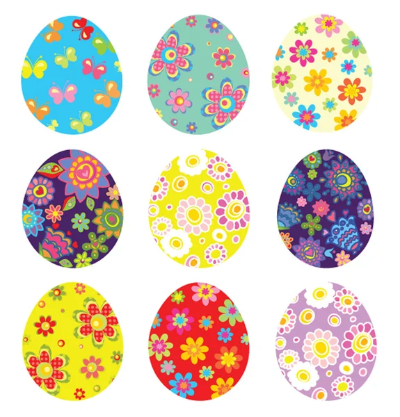 Coloridos huevos pintados de Pascua — Vector de stock