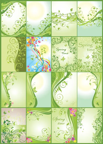 Spring green vertical banners — Stock Vector