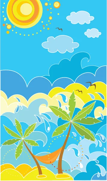 Cartaz de férias de verão com palma — Vetor de Stock