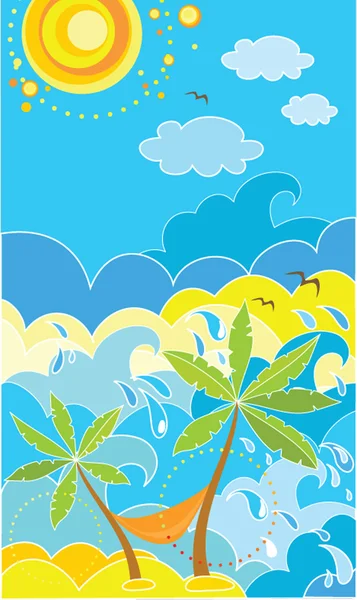 Sommerferienposter mit Palme — Stockvektor