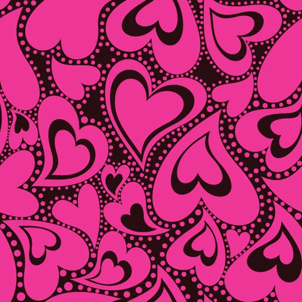 Seamless pattern with pink hearts — Stock Vector
