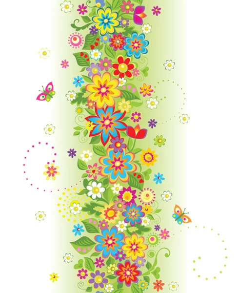 Seamless border with summer flowers — Stock Vector