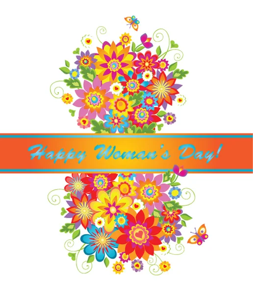 Tarjeta de felicitación para el Día de la Mujer — Vector de stock