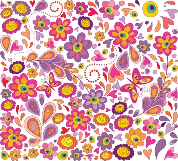 Wallpaper with funny flowers — Stock Vector