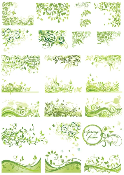 Conjunto de design verde primavera — Vetor de Stock