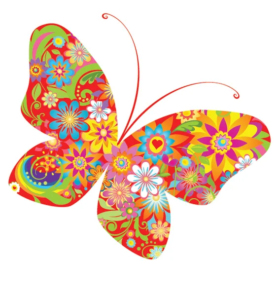 Flores abstractas mariposa — Archivo Imágenes Vectoriales