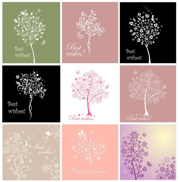 Cartes de voeux avec bel arbre — Image vectorielle