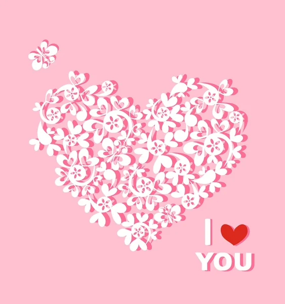 Hermoso corazón de papel con saludo para usted — Vector de stock