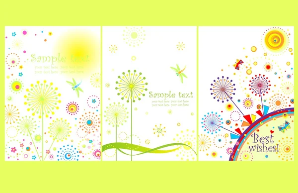 Cards with abstract dandelions — Stock Vector