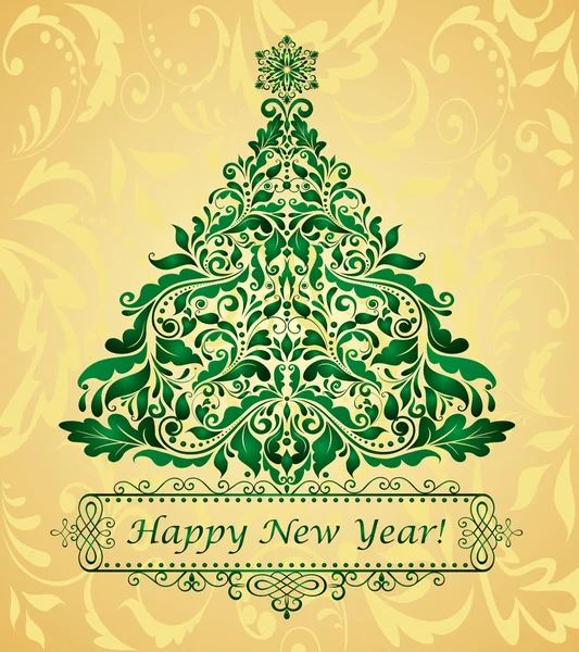 Golden greeting christmas card — Stock Vector