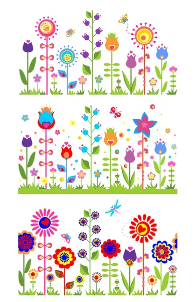 Seamless floral abstract borders — Stock Vector