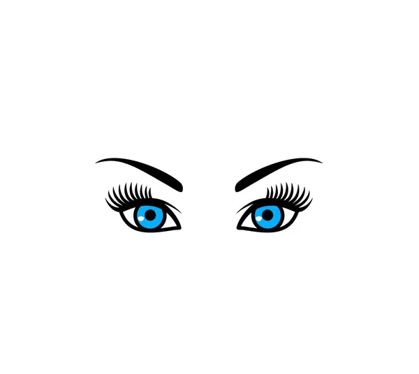 Hermosos Ojos Mujer Azul Maquillaje Con Ceja Aislada Sobre Fondo — Vector de stock