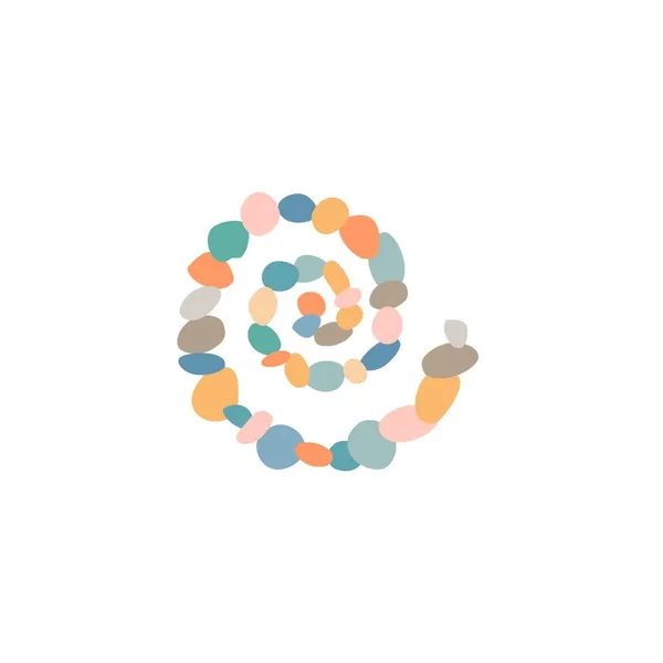 Galets Colorés Disposés Spirale Sur Fond Blanc Pour Logo Design — Image vectorielle