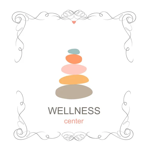 Projekt Logo Szablonu Kolorowymi Kamieniami Naturalnymi Dla Wellness Salon Spa — Wektor stockowy