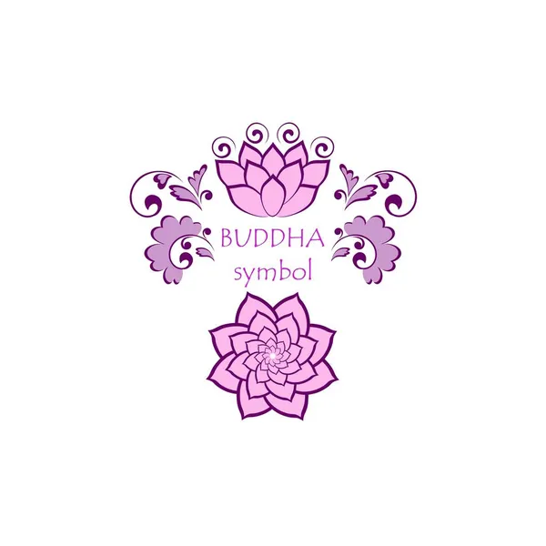 Buddha Symbol Krásný Růžový Lotos Nebo Vodní Lilie Květ Sahasrara — Stockový vektor