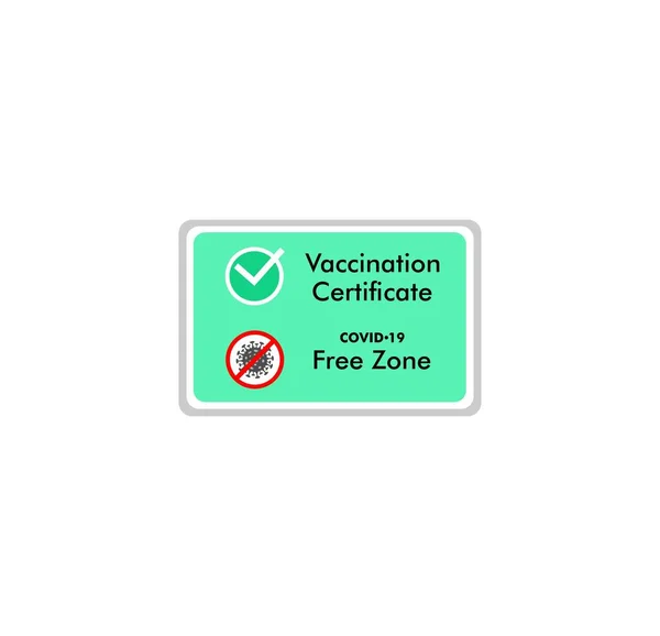 Autocollant Vert Pour Zone Indemne Coronavirus Certificat Vaccination Covid — Image vectorielle