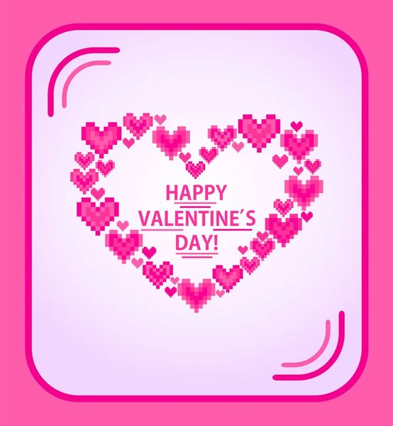 Beautiful Banner Valentines Day Party Digital Pink Abstract Hearts Shape — Stock Vector