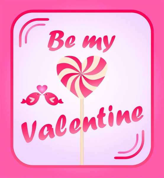 Banner Nebo Plakát Valentýna Oslavu Valentine Písmo Legrační Malé Ptáčky — Stockový vektor