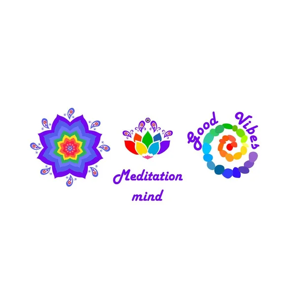 Coleção Modelo Logotipo Para Centro Ioga Ayurveda Meditação Bem Estar — Vetor de Stock