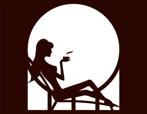 Silhouette d'une femme buvant du café — Image vectorielle