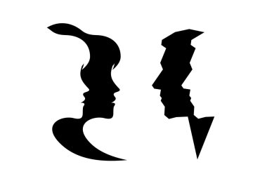Abstract profile of a woman and man