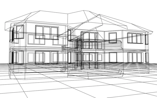 Croquis 3D d'une maison — Photo