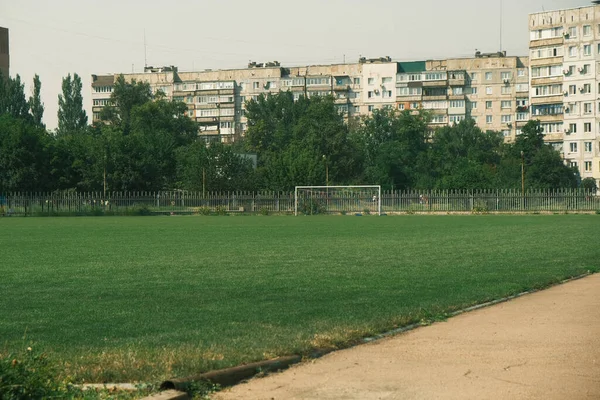 Старый Футбольный Стадион Заснят Камеру — стоковое фото