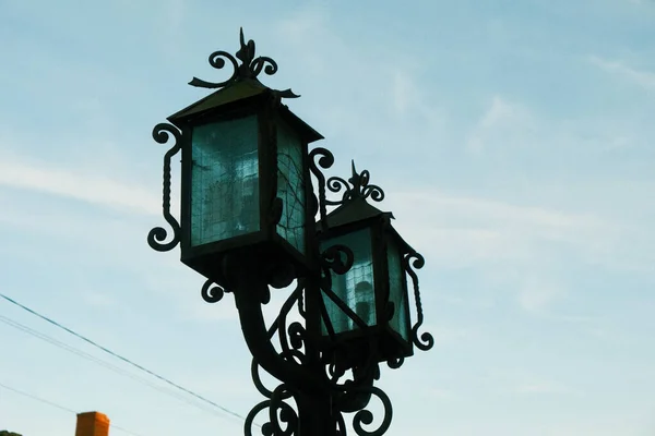 Old Vintage Street Lamps Sky Beautiful Street Lights Decorations — Foto de Stock