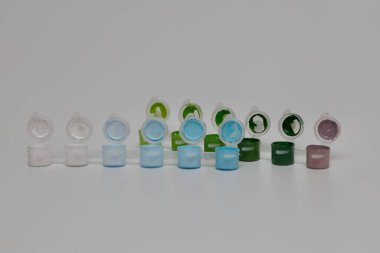 A set of multi-colored paints. Acrylic, gouache, watercolor, oil - paints for the artist. A set of paints of various colors for drawing with a brush
