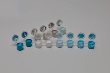 A set of multi-colored paints. Acrylic, gouache, watercolor, oil - paints for the artist. A set of paints of various colors for drawing with a brush