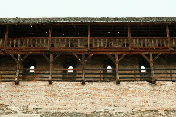 Muro Protettivo Nella Fortezza Fortificazione Nella Fortezza Tra Torri Con — Foto Stock