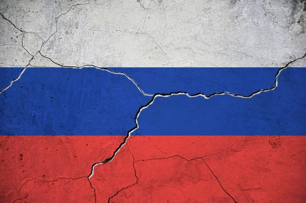 Uma Imagem Bandeira Federação Russa Uma Parede Com Uma Fenda — Fotografia de Stock