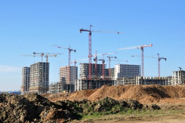 10 Ekim 2022 - Moskova, Rusya: Novoye Vnukovo 'da yeni bir konut kompleksi inşaatı.