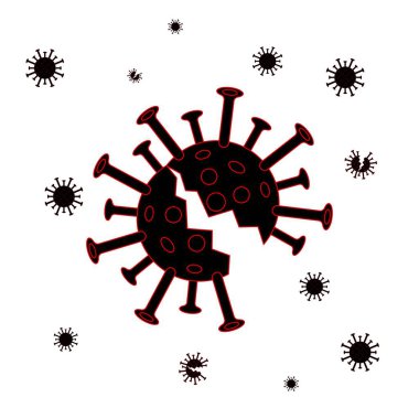 Coronavirus COVID-19 'un şematik temsili. Yok et. Robot resim. Vektör illüstrasyonu.