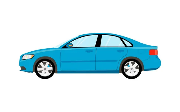 Der Pkw Ist Blau Limousine Flache Vektorabbildung — Stockvektor