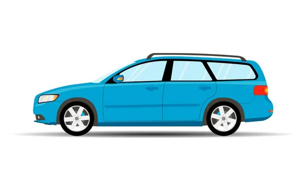 Carro Azul Claro Vagão Estação Ilustração Vetorial Plana —  Vetores de Stock