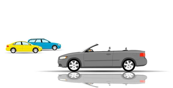 PKW mit Cabrio-Karosserie. Optionen für die Wahl der Art des Autos. — Stockvektor
