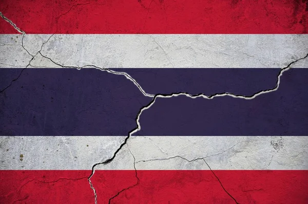 Ein Bild Der Thailändischen Flagge Einer Wand Mit Einem Riss — Stockfoto