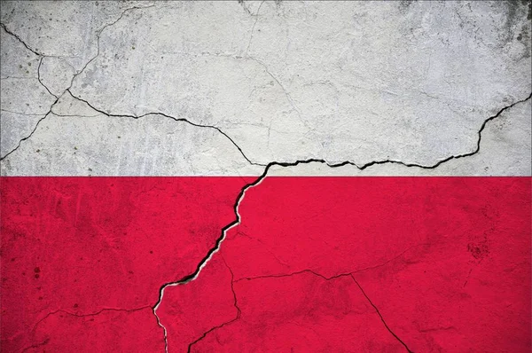 Duvarda Çatlak Bir Polonya Bayrağı Resmi Arkaplan — Stok fotoğraf