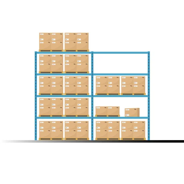 Rack Storing Boxes Goods Warehouse Storage Storage Equipment — Stockvektor