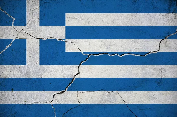 Una Imagen Bandera Grecia Una Pared Con Una Grieta Contexto — Foto de Stock