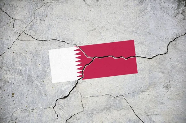 Old Image Flag Qatar Wall Crack Crisis — Zdjęcie stockowe