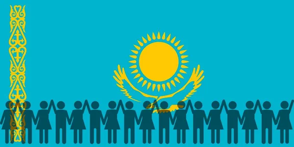 Bandera Nacional Kazajstán Concepto Protesta Manifestación Revolución Crisis Política Unificación — Vector de stock