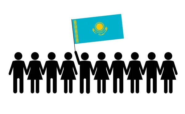 Sketch Crowd Leader Flag Kazakhstan Protests Concept Illustration — Stockfoto