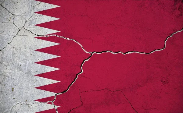 Image Qatar Flag Wall Crack Background — Zdjęcie stockowe